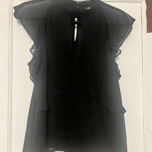 Sheer black express flutter blouse size L